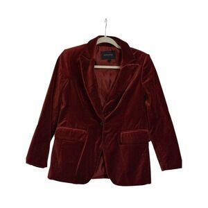 Banana Republic Lined Velvet Blazer Dark Spiced Rum Womens 2P Single Breasted